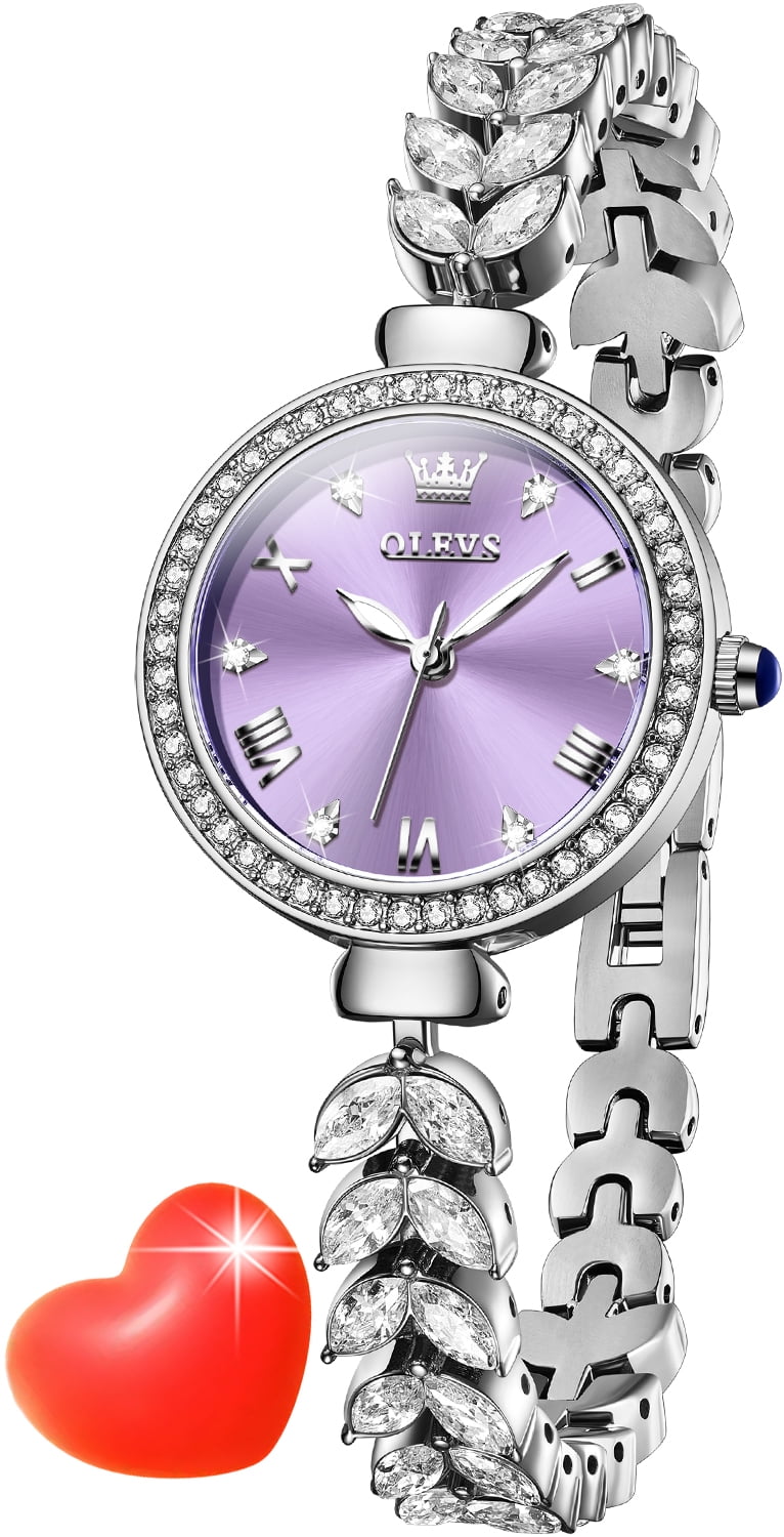 OLEVS Watches for Women Fashion Dress Analog Quartz Rose Gold Plated Stainless Steel Waterproof Luminous Luxury Ladies Watches Women Wrist Watches Gift Relojes para Mujer Pink/Purple/Green/Blue