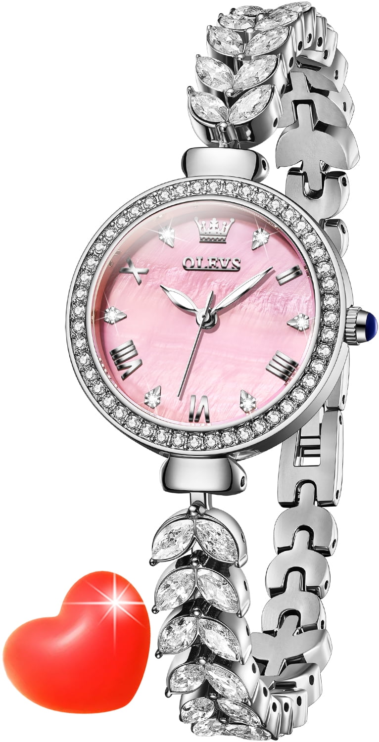 OLEVS Watches for Women Fashion Dress Analog Quartz Rose Gold Plated Stainless Steel Waterproof Luminous Luxury Ladies Watches Women Wrist Watches Gift Relojes para Mujer Pink/Purple/Green/Blue