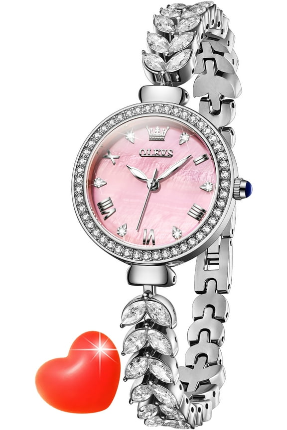 Watches for Women Fashion Dress Analog Quartz Rose Gold Plated Stainless Steel Waterproof Luminous Luxury Ladies Watches Women Wrist Watches Gift Relojes para Mujer Pink/Purple/Green/Blue