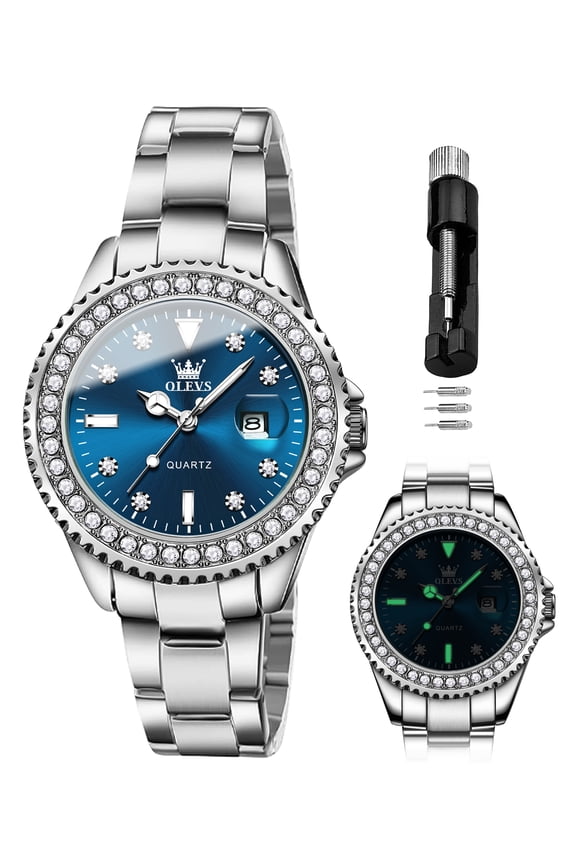 Watches for Women Fashion Dress Elegant Luxury Womens Watches Analog Quartz Diamond Stainless Steel Waterproof Luminous Date Ladies Watches Gifts Reloj para Mujer