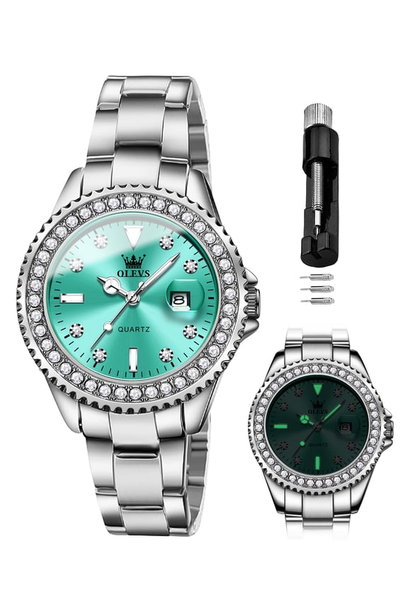 Watches for Women Fashion Dress Elegant Luxury Womens Watches Analog Quartz Diamond Stainless Steel Waterproof Luminous Date Ladies Watches Gifts Reloj para Mujer