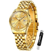OLEVS Watches for Women Date Luxury Female Waterproof Women Wrist Watch Analog Dress Quartz Stainless Steel Ladies Watch Luminous Calendar Women Watch Reloj para Mujer