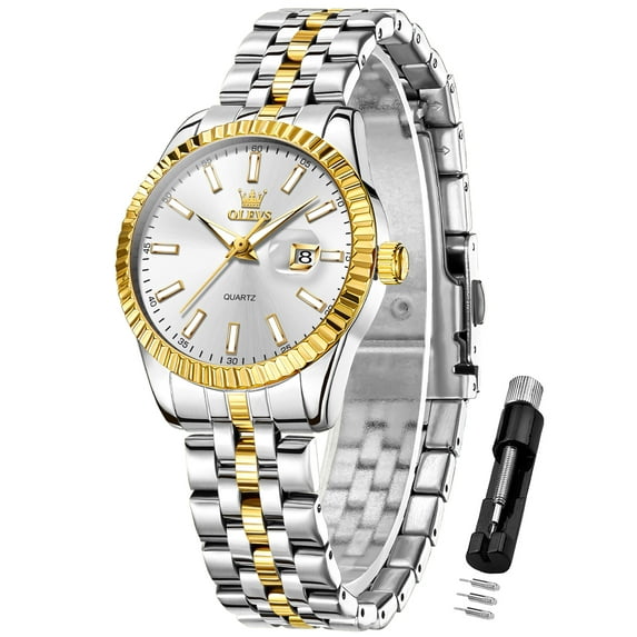 OLEVS Watches for Women Gold with Date Luxury Female Waterproof Women Wrist Watch Analog Dress Quartz Stainless Steel Ladies Watch Luminous Calendar Women Watch Reloj para Mujer