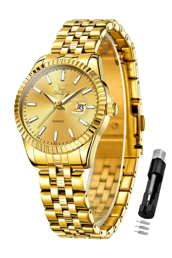 Watches for Women Gold with Date Luxury Female Waterproof Women Wrist Watch Analog Dress Quartz Stainless Steel Ladies Watch Luminous Calendar Women Watch Reloj para Mujer