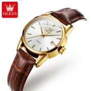 OLEVS Watches for Women Ladies Dress Analog Quartz Date Classic Luminous Leather Strap 3ATM Waterproof Female Wrist Watch, Gifts for Women, Female 6898