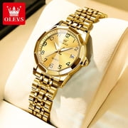 OLEVS Watches for Women Luxury Casual Dress Analog Quartz Digital Date Two Tone Gold Plated Stainless Steel Waterproof Luminous Female Wrist Watch Reloj para Mujer