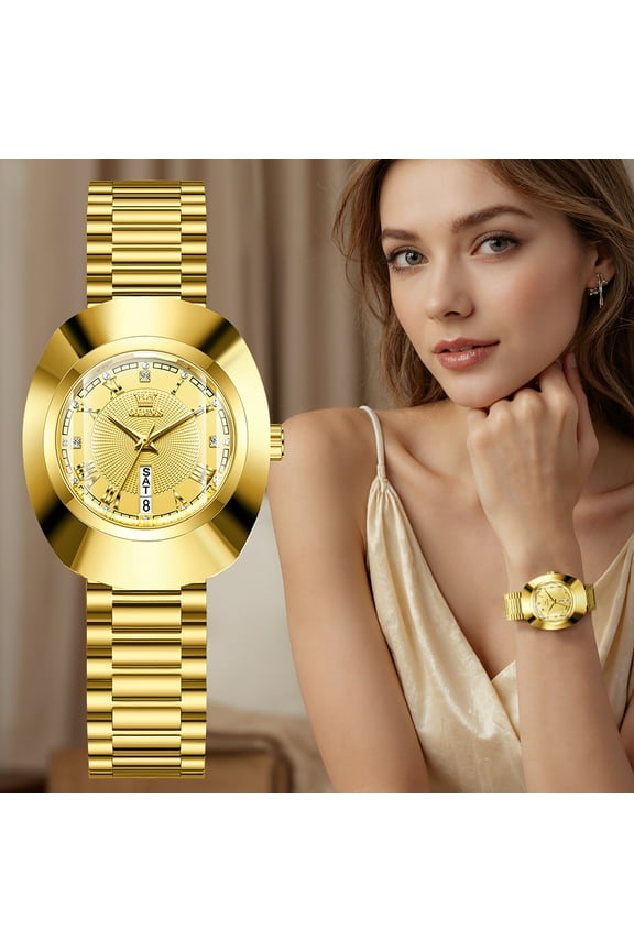 Watches for Women Luxury Dress Waterproof Analog Quartz Fashion Gold Plated Tungsten Steel Roman Numeral Date Classic Female Ladies Watches Women Wrist Watches Gift Relojes para Mujer