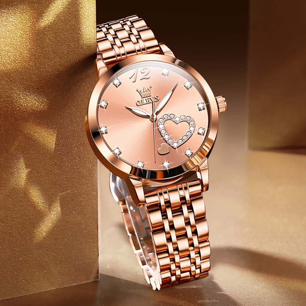 OLEVS Watches for Women Simple Dress Ladies Watch Rose Gold 