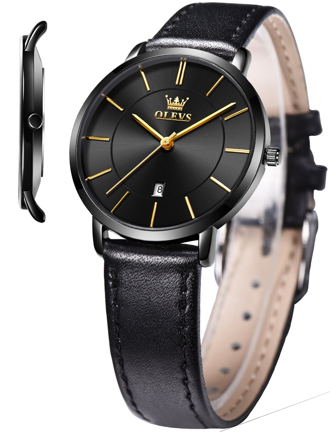 OLEVS Watches for Women Waterproof Womens Wristwatches Analog Quartz Ultra Thin Watches Leather Strap Watches with Date Calendar Ladies Watches Gifts Reloj para Mujer