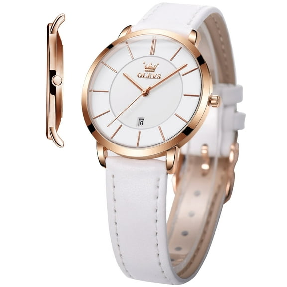 OLEVS Watches for Women Waterproof Womens Wristwatches Analog Quartz Ultra Thin Watches Leather Strap Watches with Date Calendar Ladies Watches Gifts Reloj para Mujer