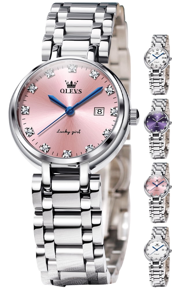 Olevs Silver Women Stainless Steel Analog Quartz Date Waterproof Wrist Watch OLEVS Women Watches Business Dress Female Ladies for Small  main image 3