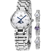 OLEVS Watches for Womens Analog Quartz Silver Strap Fashions Classic Dress Stainless Steel Moon Phase Date Waterproof Ladies Watches Gift Reloj Para Mujer
