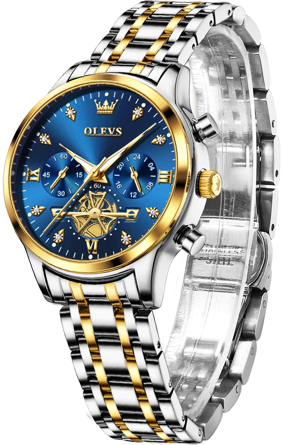 OLEVS Watches for Womens Business Luxury Casual Analog Quartz Diamond Stainless Steel Chronograph Waterproof Luminous ladies Watches Reloj Para Mujer Gold/White/Black/Blue