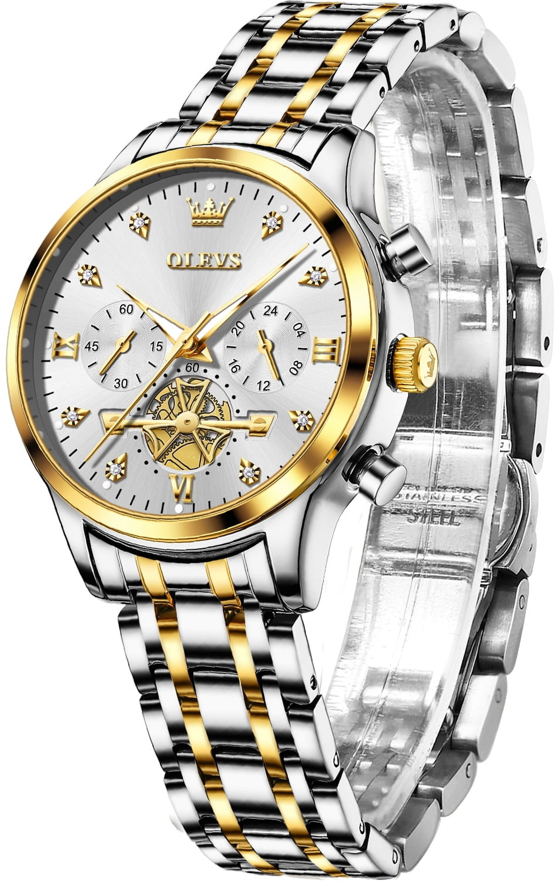 OLEVS Watches for Womens Business Luxury Casual Analog Quartz Diamond Stainless Steel Chronograph Waterproof Luminous ladies Watches Reloj Para Mujer Gold/White/Black/Blue