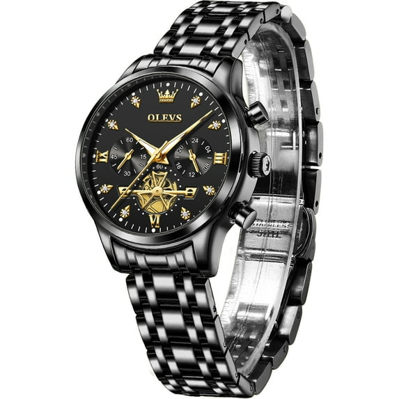 OLEVS Watches for Womens Business Luxury Casual Analog Quartz Diamond Stainless Steel Chronograph Waterproof Luminous ladies Watches Reloj Para Mujer Gold/White/Black/Blue