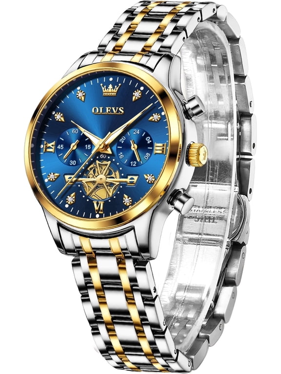 Watches for Womens Business Luxury Casual Analog Quartz Diamond Stainless Steel Chronograph Waterproof Luminous ladies Watches Reloj Para Mujer White/Black/Blue