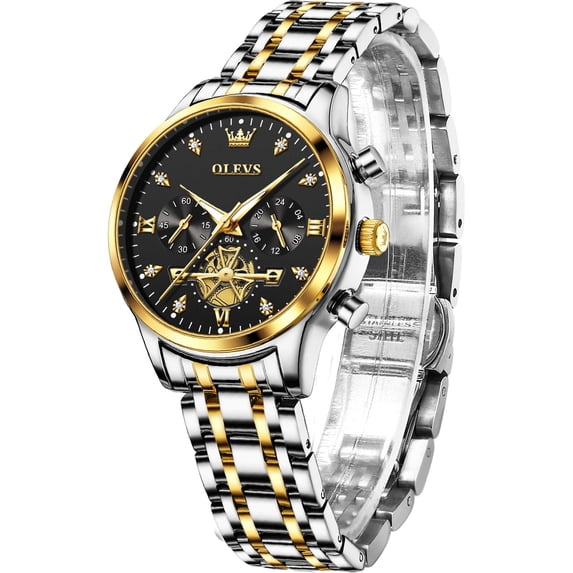 OLEVS Watches for Womens Business Luxury Casual Analog Quartz Diamond Stainless Steel Chronograph Waterproof Luminous ladies Watches Reloj Para Mujer Gold/White/Black/Blue