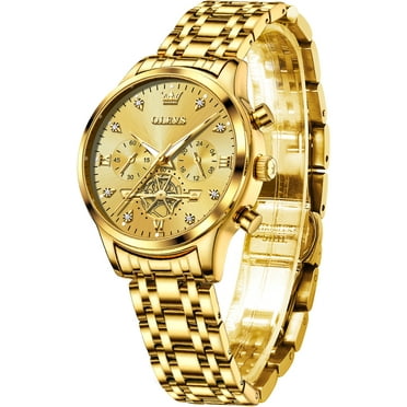 OLEVS Watches for Womens Business Luxury Casual Analog Quartz Diamond Stainless Steel Chronograph Waterproof Luminous ladies Watches Reloj Para Mujer Gold/White/Black/Blue