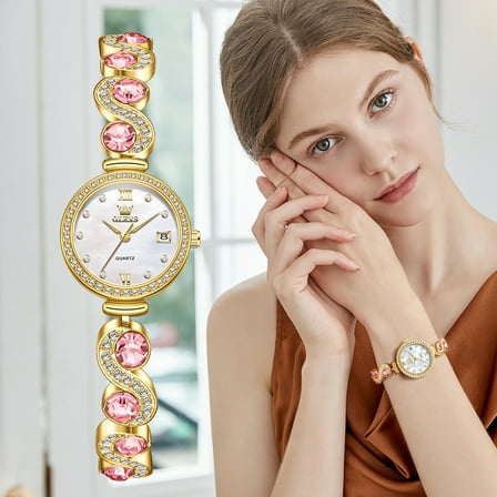 OLEVS Watches for Womens Luxury Dress Classic Analog Quartz Stainless Steel Waterproof Date Fashion Ladies Wrist Watches Gift Relojes para Mujer Rose Gold/Silver