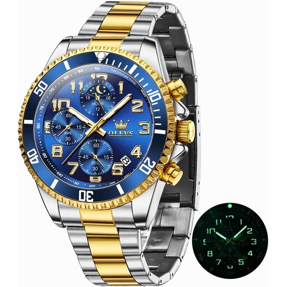 OLEVS Watches for Men Chronograph Business Dress Quartz Stainless Steel Waterproof Moon Phase Male Watch Wrist Watches Reloj Para Hormber