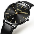 thumbnail image 1 of OLEVS Watches for Men Ultra Thin Large Face Fashion Casual Day Watch Mens Black Leather Band Watch Japan Quartz Reloj Mens Watch. Gifts for Men, 1 of 9
