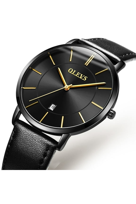 Watches for Men Ultra Thin Large Face Fashion Casual Day Watch Mens Black Leather Band Watch Japan Quartz Reloj Mens Watch. Gifts for Men