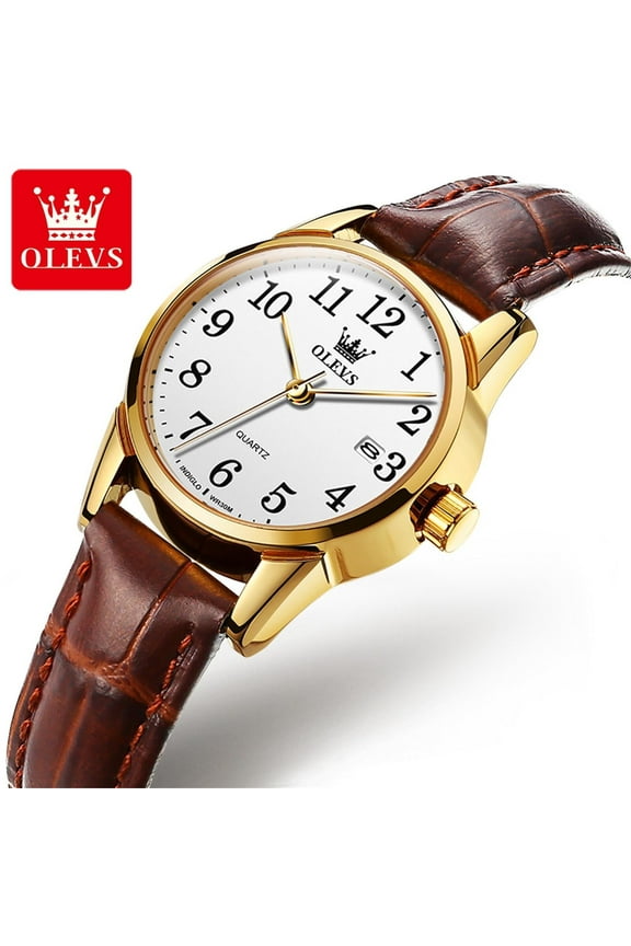 Watches for Women Luxury Dress Analog Quartz Easy Read Digital Date Classic Luminous Brown Leather Strap Waterproof Female Wrist Watches Relojes para Mujer