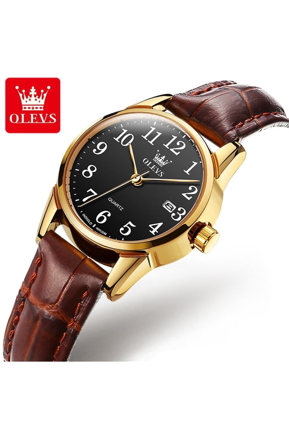 Watches for Women Luxury Dress Analog Quartz Easy Read Digital Date Classic Luminous Brown Leather Strap Waterproof Female Wrist Watches Relojes para Mujer