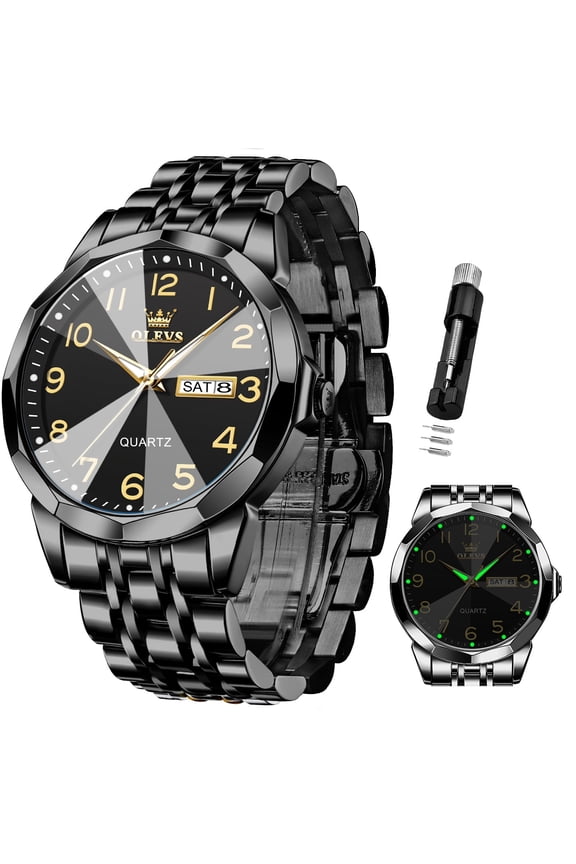 Watches for men Business Dress Luxury Casual Digital Analog Quartz Stainless Steel Waterproof Luminous Date Men Wrist Watches reloj para hombre Black Dial