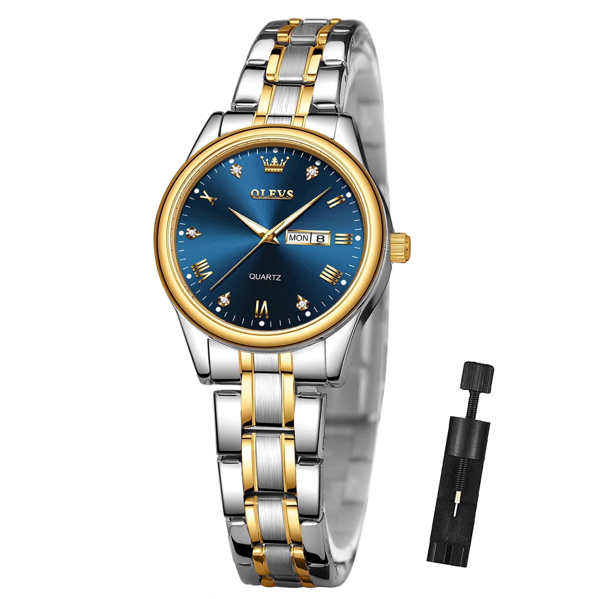 OLEVS Watches for Women Luxury Dress Quartz Analog Casual Gold Plated Stainless Steel Waterproof Luminous Date Fashion Ladies Wrist Watches Gifts Relojes para Mujer