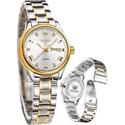 OLEVS Women Watches Business Dress Female Ladies for Small Wrist Watch Gold Plated Silver Tone Stainless Steel Band Analog Quartz Waterproof Lady Watches