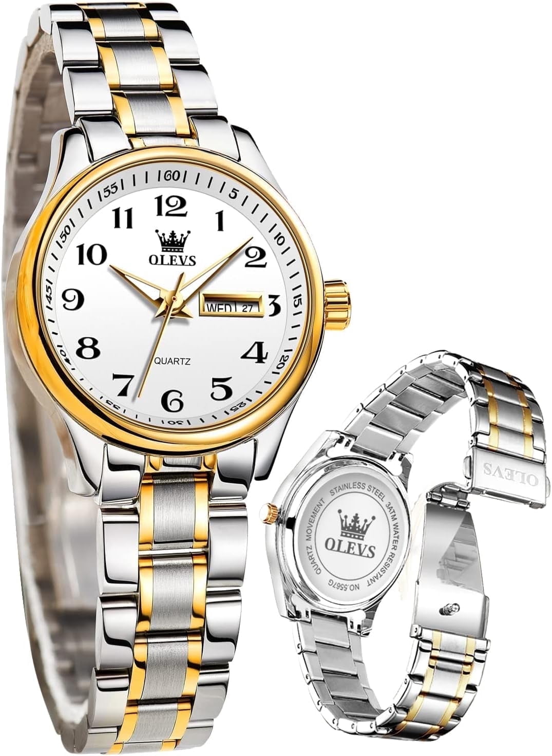 OLEVS Women Watches Business Dress Female Ladies for Small Wrist Watch Gold Plated Silver Tone Stainless Steel Band Analog Quartz Waterproof Lady Watches
