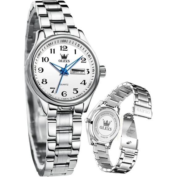 OLEVS Women Watches Business Dress Female Ladies for Small Wrist Watch Gold Plated Silver Tone Stainless Steel Band Analog Quartz Waterproof Lady Watches