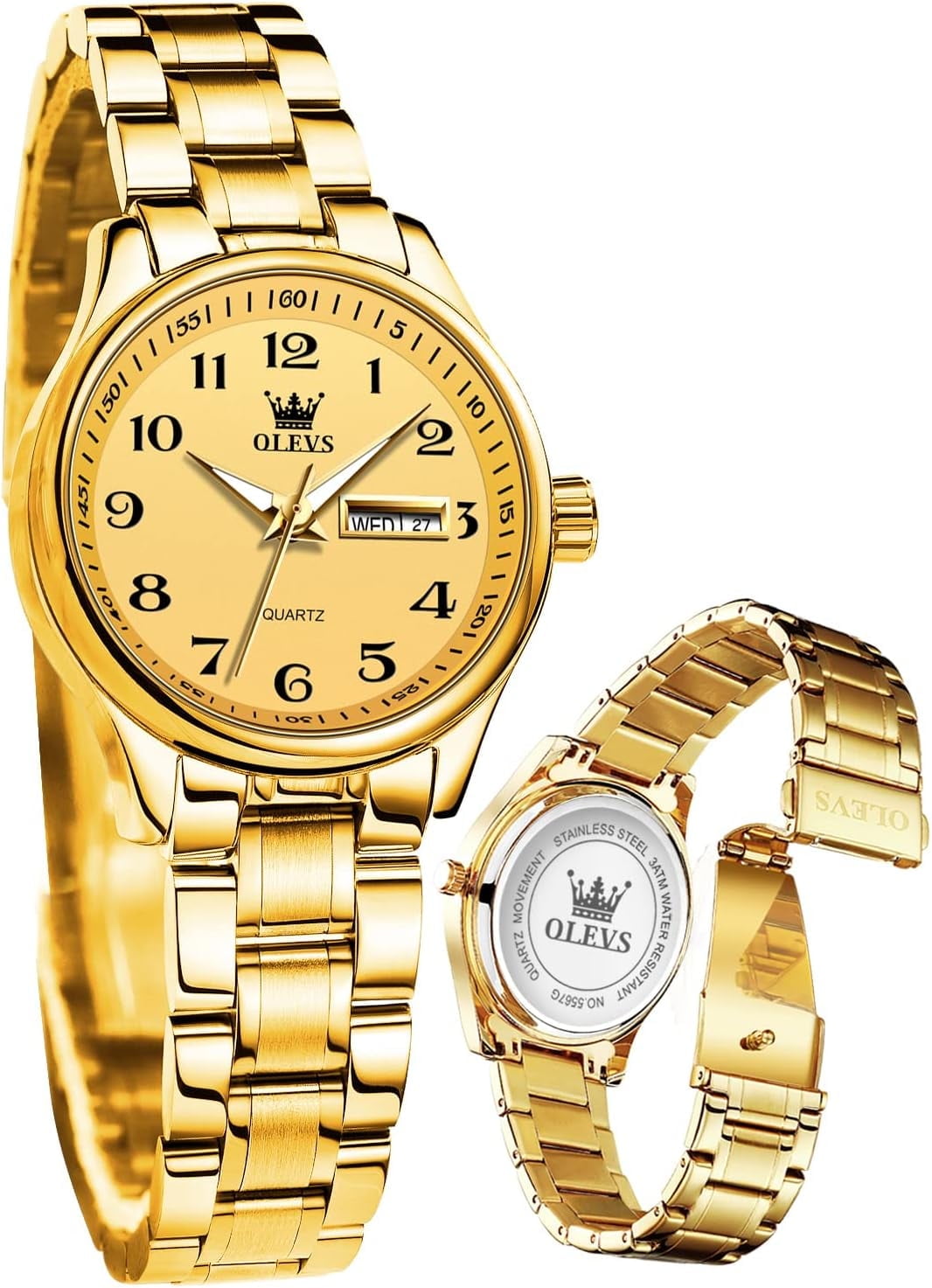 OLEVS Women Watches Business Dress Female Ladies for Small Wrist Watch Gold Plated Silver Tone Stainless Steel Band Analog Quartz Waterproof Lady Watches