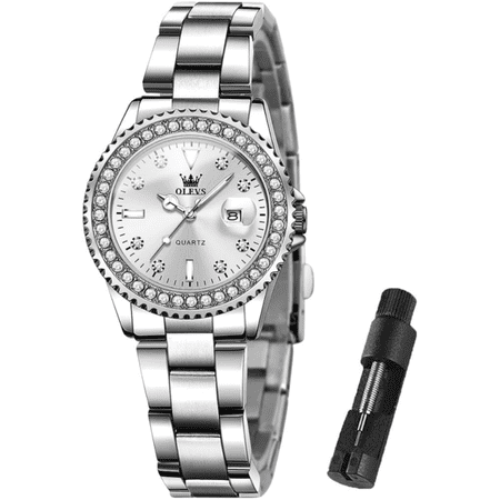 OLEVS Women's Watch Luxury Diamond Analog Ladies Watch Elegant Dress Stainless Steel Luminous Waterproof Reloj para mujer, Adult Female 9945