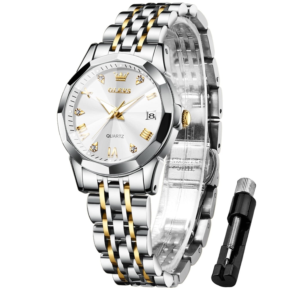 OLEVS Women Ceramic Watch Stainless Steel Self Winding White Butterfly Dial Women's Watch Diamond Luxury Waterproof Automatic Wa　並行輸入 OLEVS Women Stainless Steel Ceramic Band Automatic Mechanical
