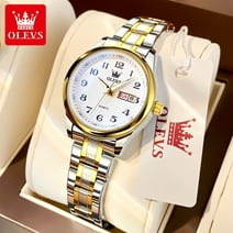 OLEVS Wrist Watches for Women Waterproof Business Dress Watch for Small Wrist Gold Silver Tone Stainless Steel Band Analog Quartz Day Date Ladies Wristwatch, Gifts for Women, Female Adult Wristwatch