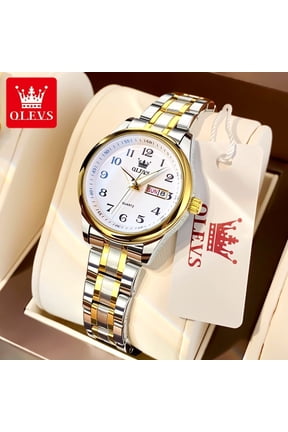 Watches for Women Business Dress Two Tone Gold Plated Stainless Steel Analog Quartz Digital Date Waterproof Luminous Ladies Wrist Watches Relojes para Mujer