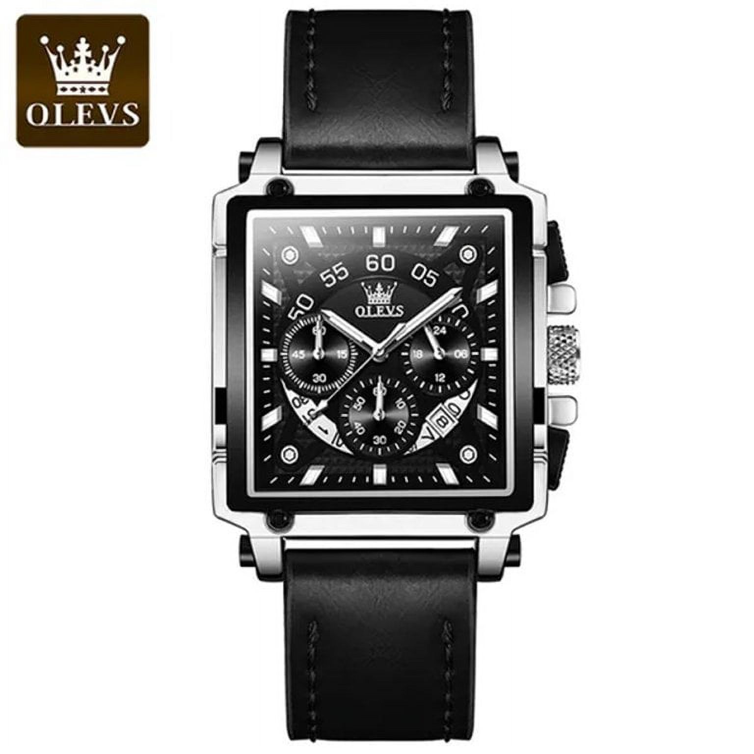 OLEVS adult male quartz leather watch waterproof light shifted square