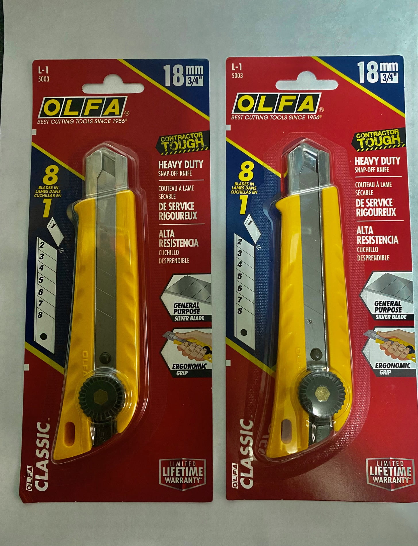 OLFA 5003 L-1 18mm Ratchet-Lock Heavy-Duty Utility Knife (3)
