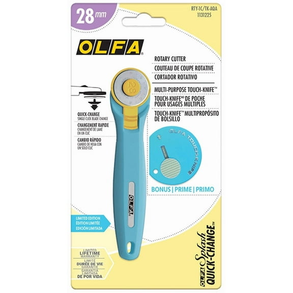 OLFA 28mm Aqua Quick Change Rotary Cutter & Bonus Touch Knife