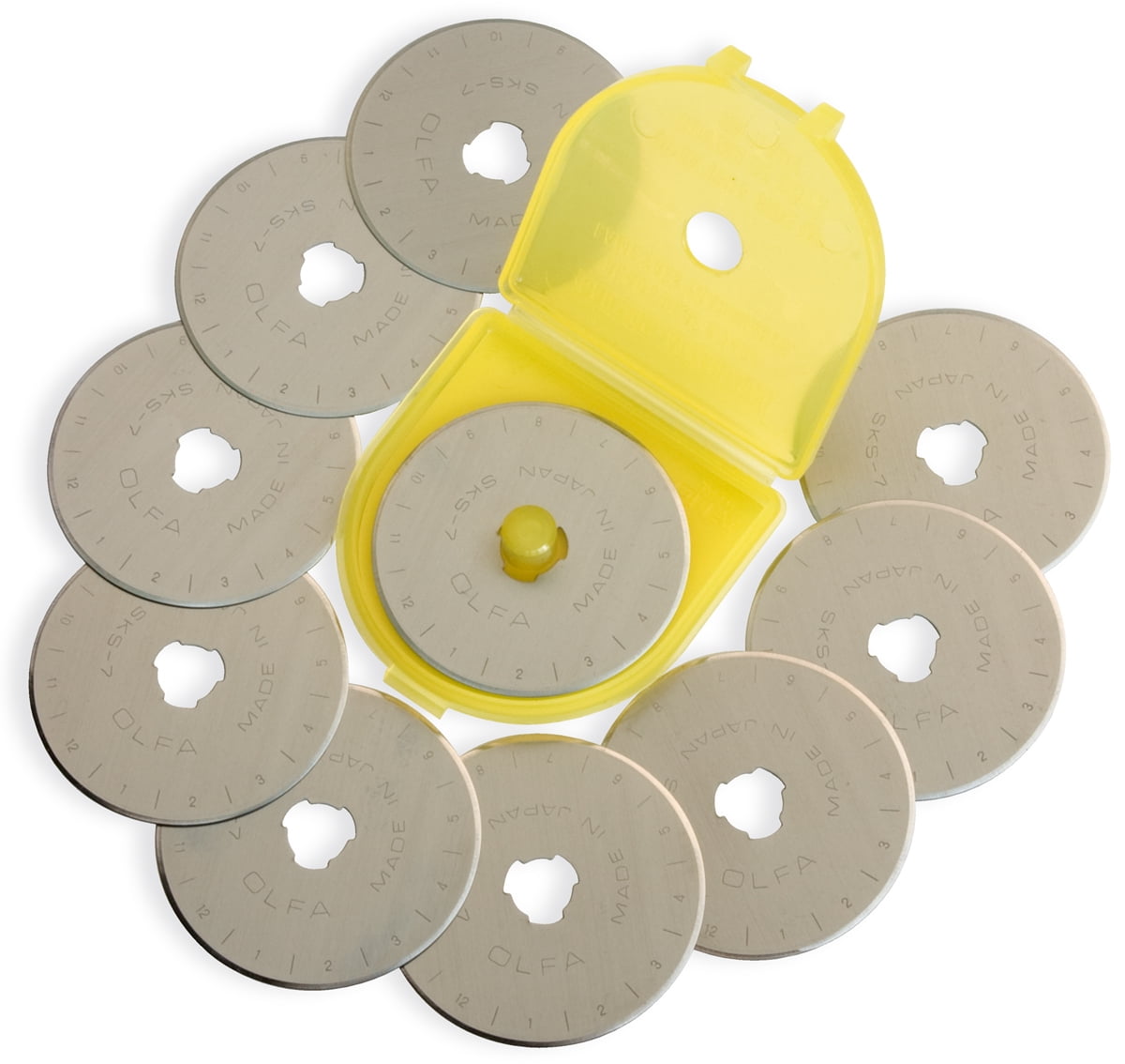 10 x 45mm Rotary Cutter Blades for Olfa Etc SKS-7 Steel by Boodle