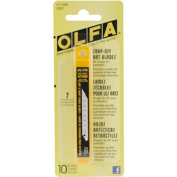 OLFA 5007 A1160B 9mm Snap-Off Art Blade, 10-Pack