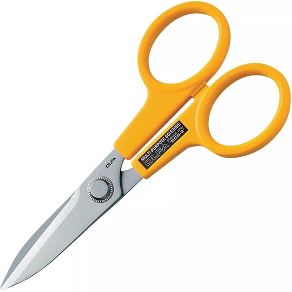 OLFA 7" Serrated Edge Stainless-Steel Scissors (SCS-2) - 7 Inch Multi-Purpose Heavy-Duty Scissors w/Sharp Blades & Comfort Grip for Home, Office, Fabric, Sewing, Kitchen, Industrial Materials
