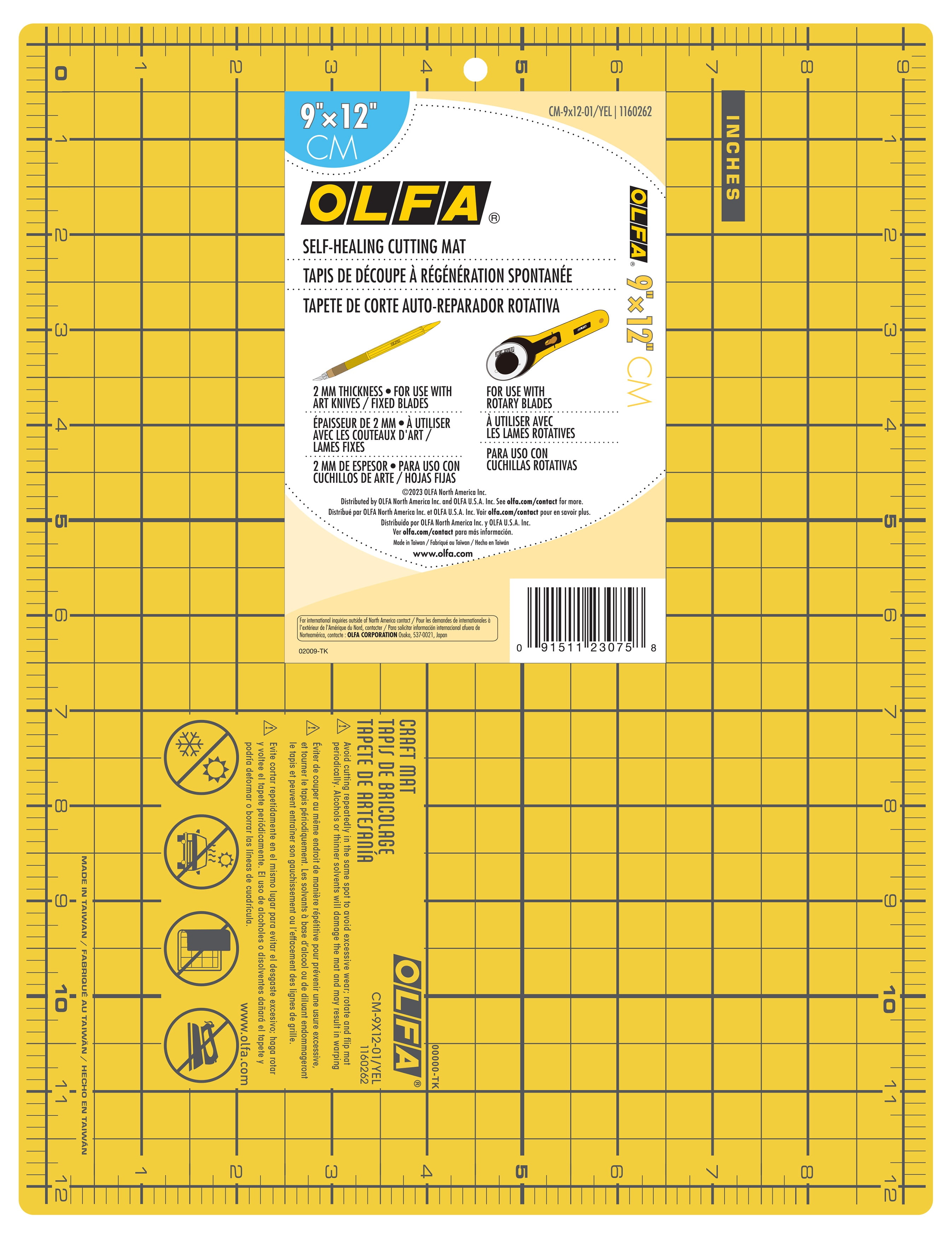 OLFA 9" x 12" Yellow Double-Sided Self-Healing Cutting Mat