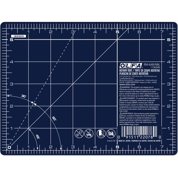 OLFA Double-Sided Self-Healing Rotary Mat 6"X8"-Navy