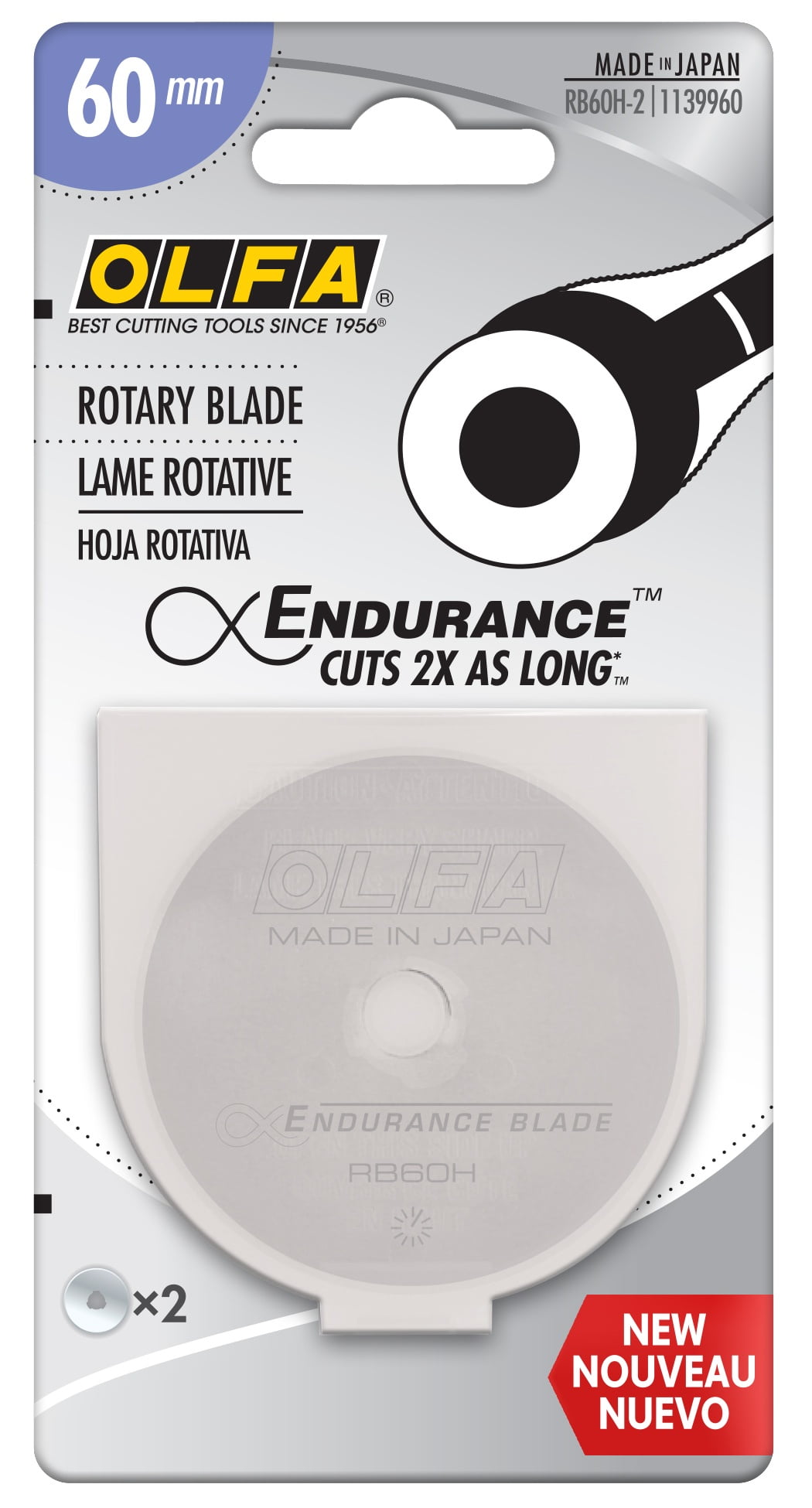 OLFA Endurance Rotary Blade 60mm 2/Pkg-