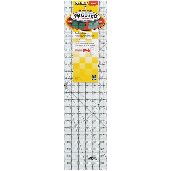 OLFA 6" x 24" Frosted Acrylic Ruler QR-6x24 - Non Slip 6x24 Inch Acrylic Ruler with Grid & Angle Markings for Cutting Fabric, Sewing, Quilting, & Crafts