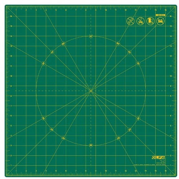 OLFA Rotating Rotary Cutting Mat 17"X17"-Green