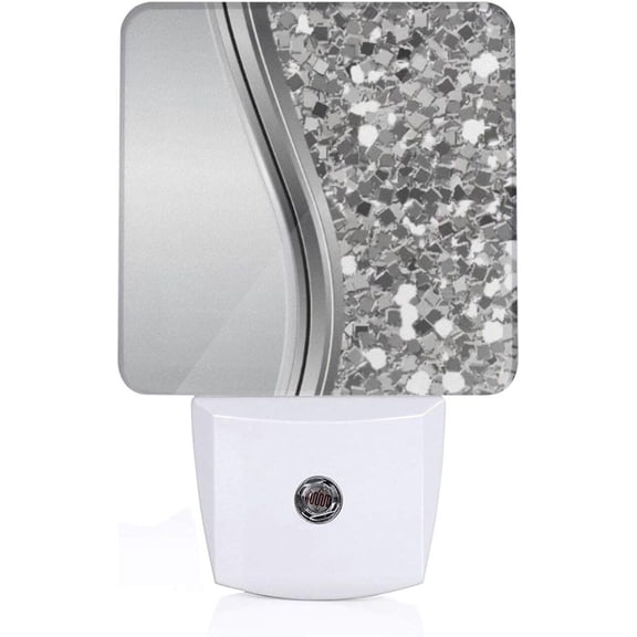 OLGCZM Silver Sparkle Glam Bling Night Light - Glam Modern LED Night Light Projector - Plug In, Auto On/Off, Energy Efficient - Perfect for Bedroom, Bathroom, Kids Room